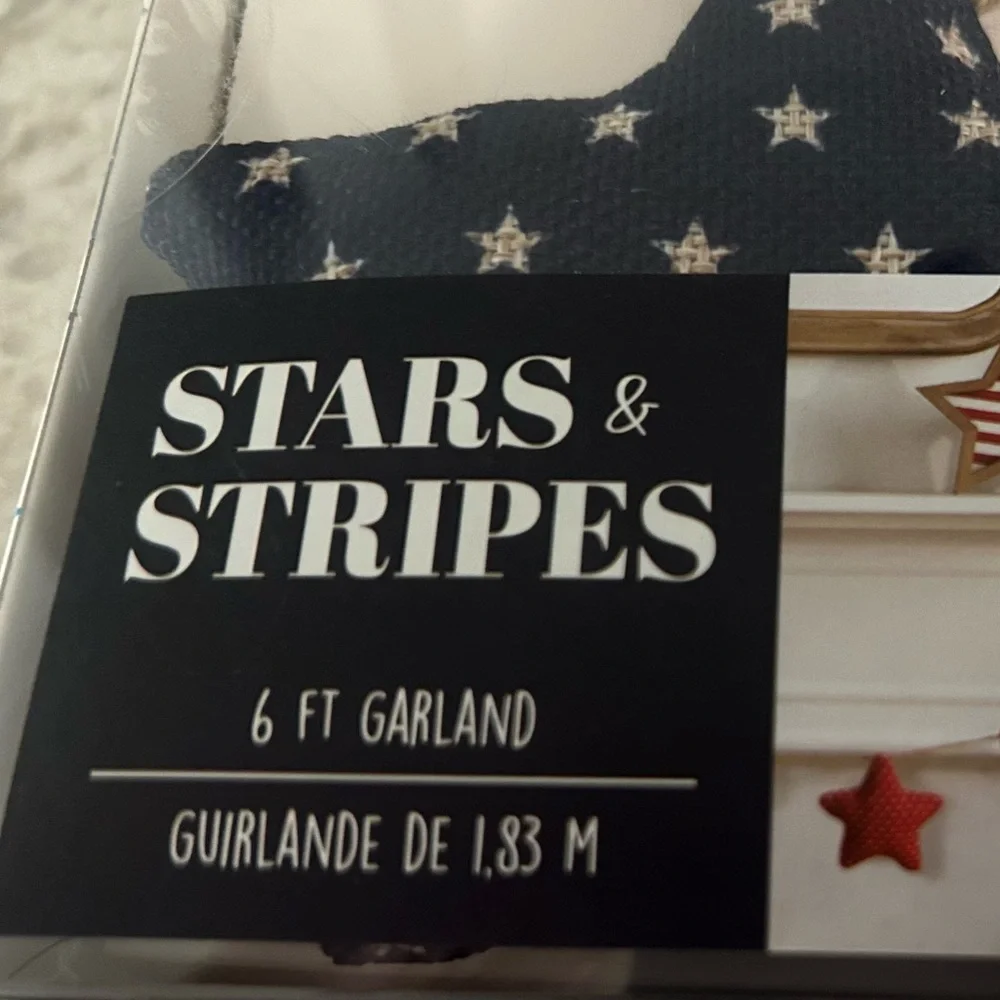 “New”Stars & Stripes Patriotic Star Garland 6 ft
